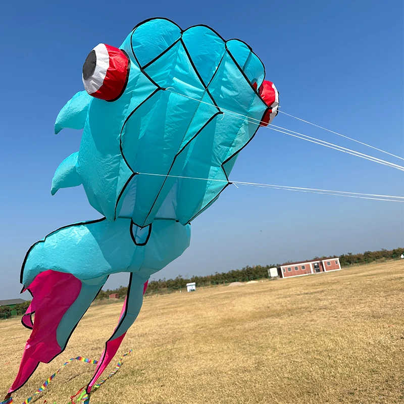Cometa suave de pez dorado de 3 colores 3D, 10M, cometas profesionales de animales suaves y grandes, cometa inflable para playa al aire libre, fácil de volar y a prueba de desgarros
