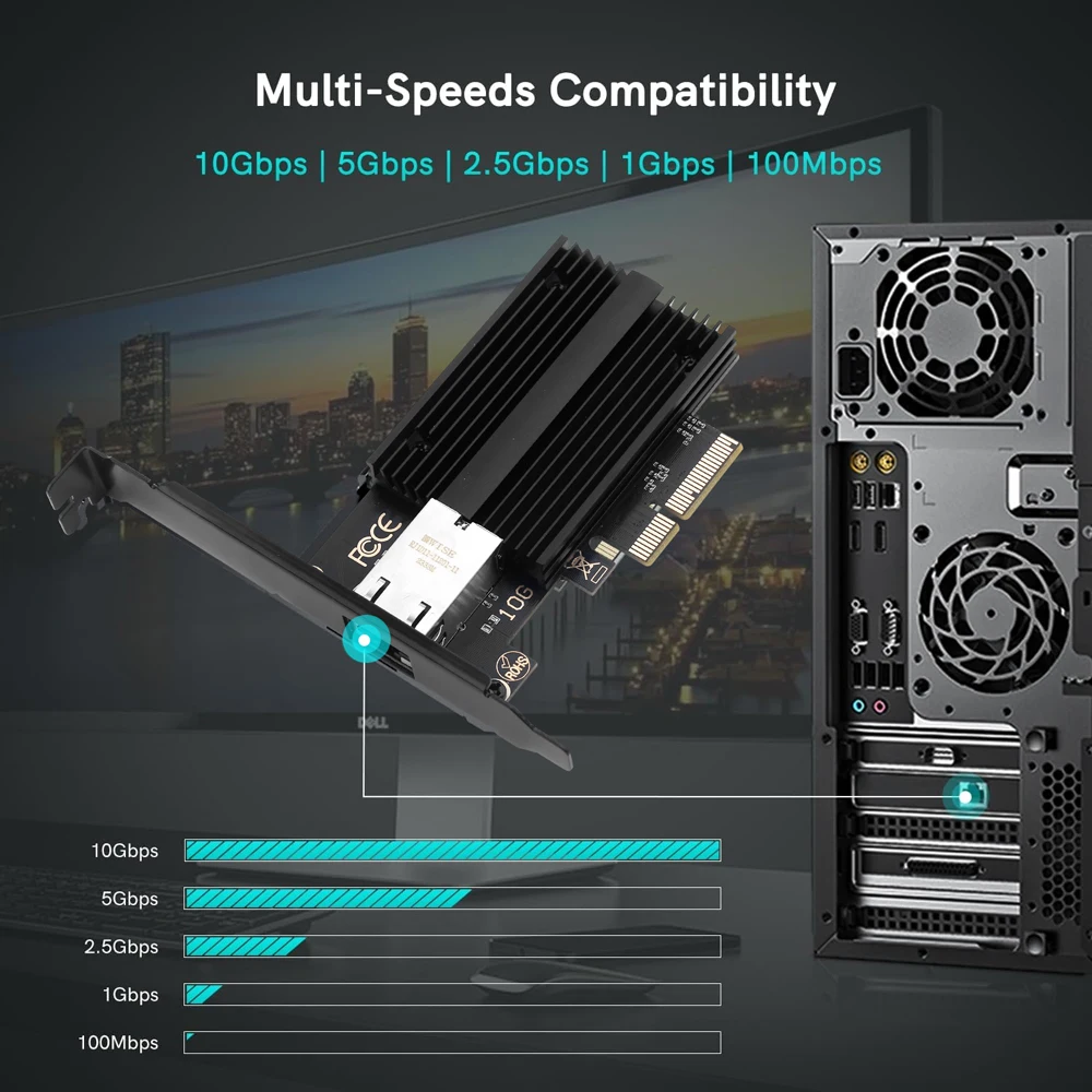 10 Гбит/с AQC113 PCIE к Сетевой карте RJ45 100 Мбит/с/1 ГБ/2. Φ/10 Гбит/с интерфейс RJ45 Ethernet проводной LAN адаптер для настольного ПК Win10/11