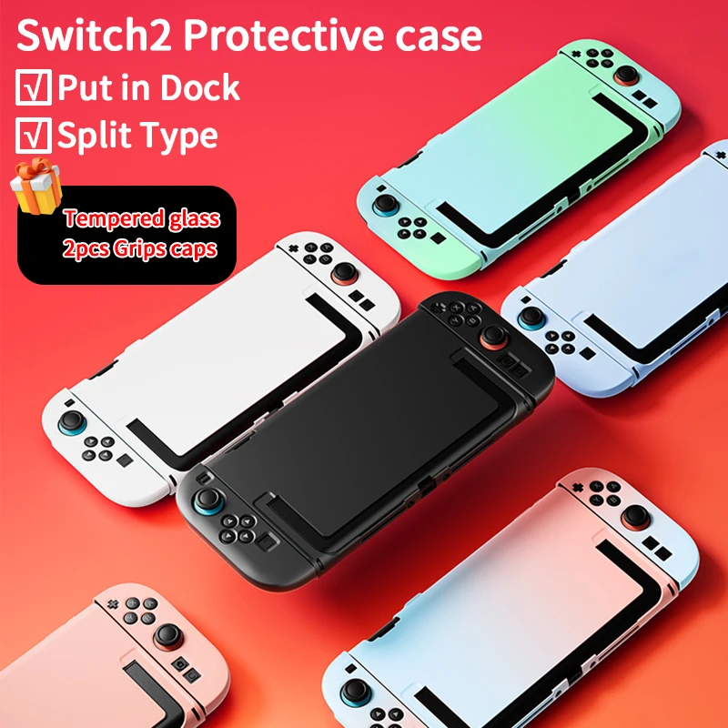 Para nintendo switch2 funda protectora Switch2 carcasa protectora de tipo dividido PUT IN dock regalo tapas de agarre de vidrio templado cubierta switch2