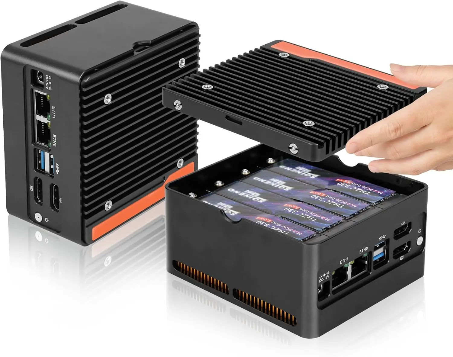 Intel Core 3-N355 N150 NAS Mini PC X86 Intel 4M.2 NVMe Slots DDR5 (Up to 48GB), Dual 4K Displays, Dual 10Gbps USB 3.2, Dual Lan