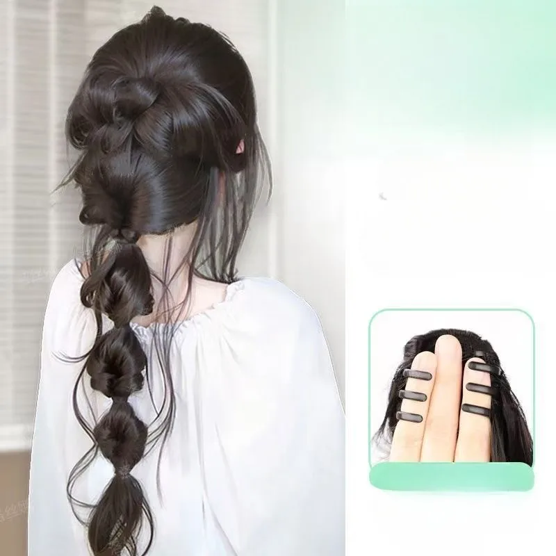 45cm verão ins estilo sintético trançado bolha tranças peruca clipe doce menina natural fofo torcido rabo de cavalo extensão do cabelo