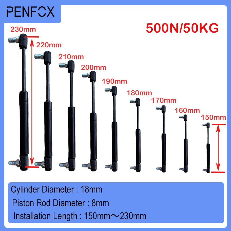1 шт. 150 мм-230 мм 500N/50 кг Универсальные Стойки, газовая пружина, амортизатор, гидравлический подъемник, стойка, стойка, RV, кровать, машина для автомобиля