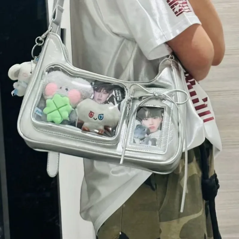 Y2k japonês harajuku bolsa de ombro das mulheres transparente ita saco meninas escola crossbody sacos para mulheres bolsas designer