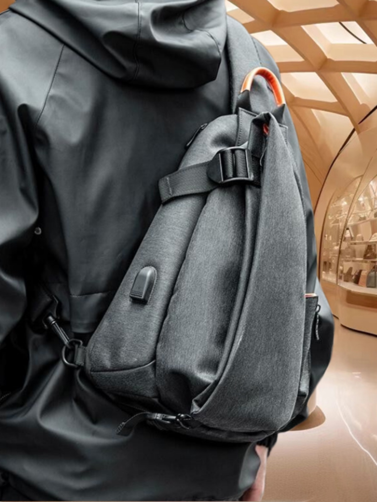 Casual Men's Large Capaci Crossbody Shoulder Bag Sport Riding Backpack Oxford Cloth Zipper Closure Leisure Outdoor Bag