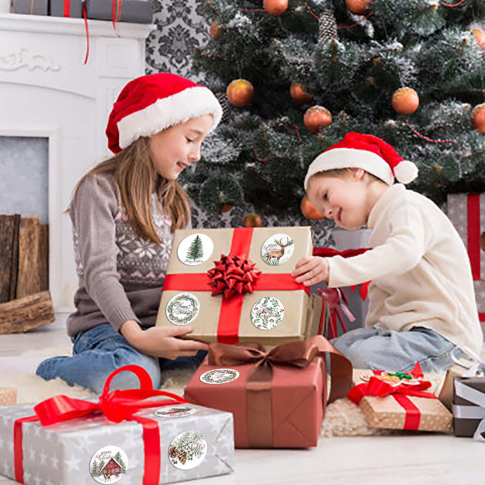 500 pçs 1 polegada adesivos de natal para envelope redondo feliz natal adesivos 8 projetos presente de natal decoração adesivos
