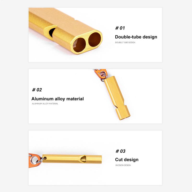 เดซิเบลสูงนกหวีดโลหะคู่หลอด Survival Whistle นกหวีดความปลอดภัยกลางแจ้งแบบพกพานกหวีดสําหรับ Camping Hiking