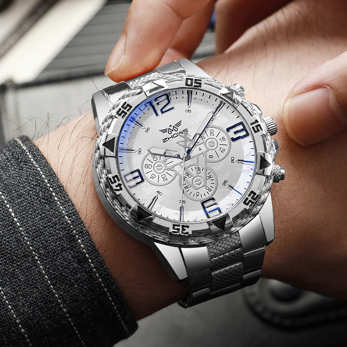 Pulseira de aço masculina Quartz Business Watch, moda casual, caixa não incluída