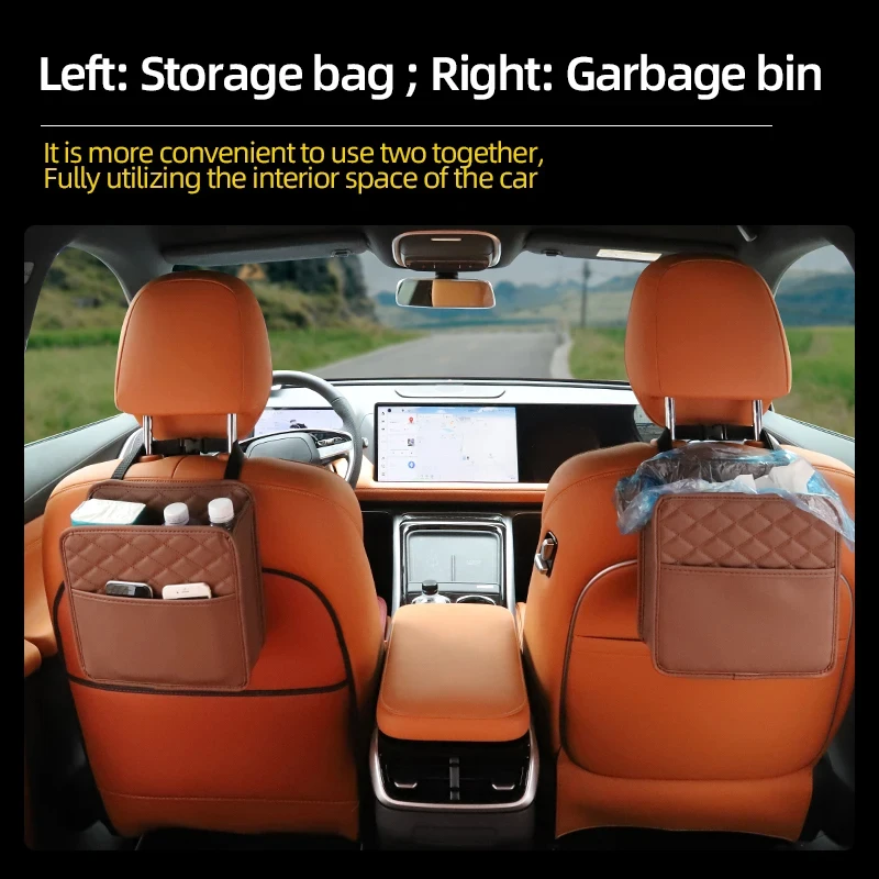 Multifunctionele opbergtas voor autostoelen Leren opbergtas Vuilniszak Opbergtas Geschikt voor de meeste automodellen
