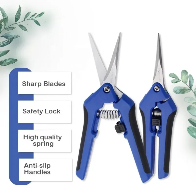 Tijeras de jardinería de 6,5 pulgadas, podadora manual, tijeras de podar, tijeras de recorte con codo recto, cuchillas de acero inoxidable para plantas
