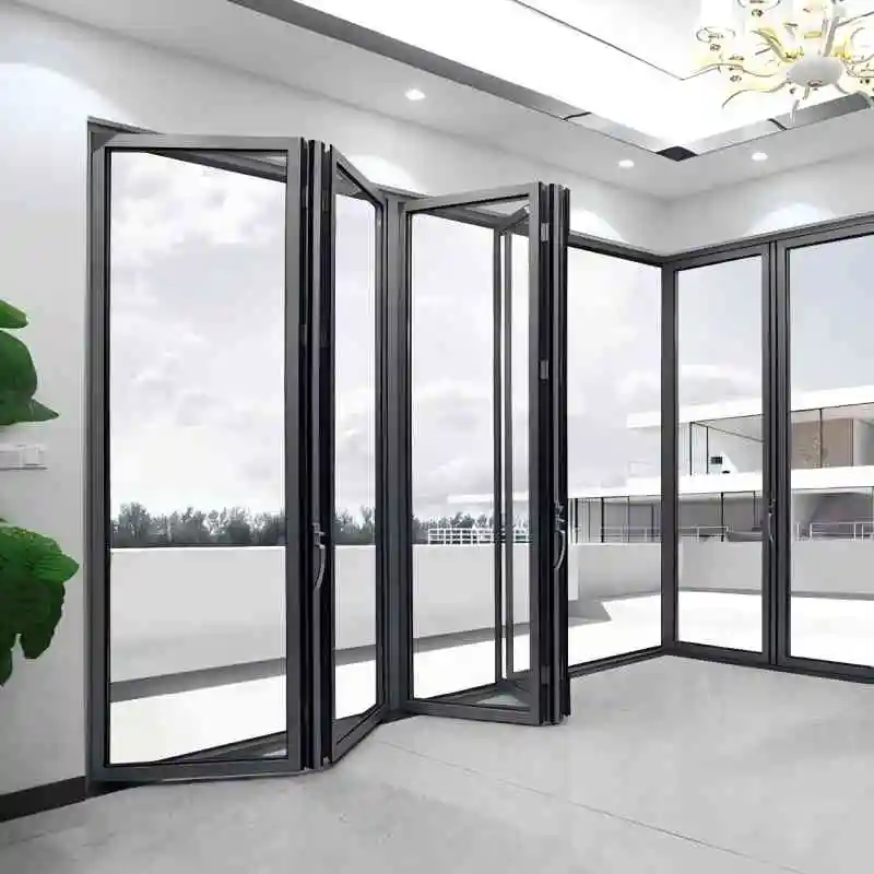 Porte pieghevoli in alluminio Porta pieghevole Porte d'ingresso esterne Porte d'ingresso per la casa Doppia porta scorrevole personalizzata