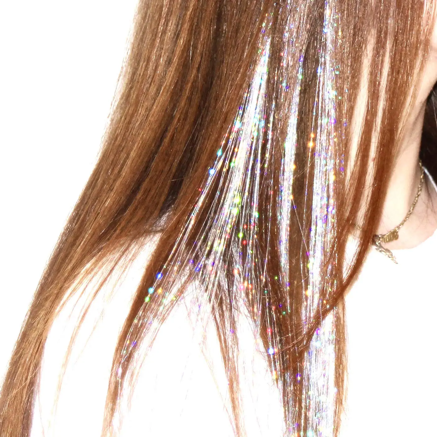 My-diva synthesis 22 inci 16 warna Hair Tinsel Kit helai dengan alat ekstensi untuk wanita gadis mengepang berkilau rambut berkilau