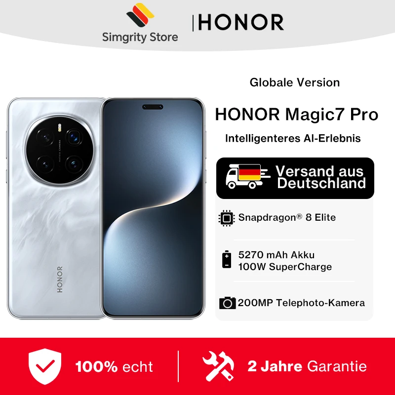 【Marchio+】Estreno mondiale Versione globale HONOR Magic7 Pro 5G Smartphone Magic 7 Pro Snapdragon 8 Elite Schermo OLED 120Hz