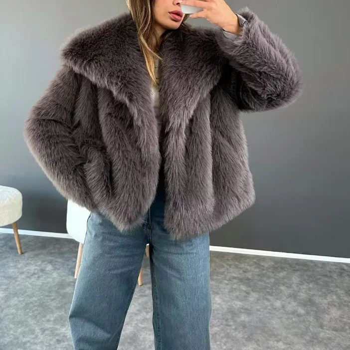 Veste en cuir effet fourrure artificielle pour femme, mode d'hiver transfrontalière, fausse fourrure et manteau de fourrure mixte de la chine continentale