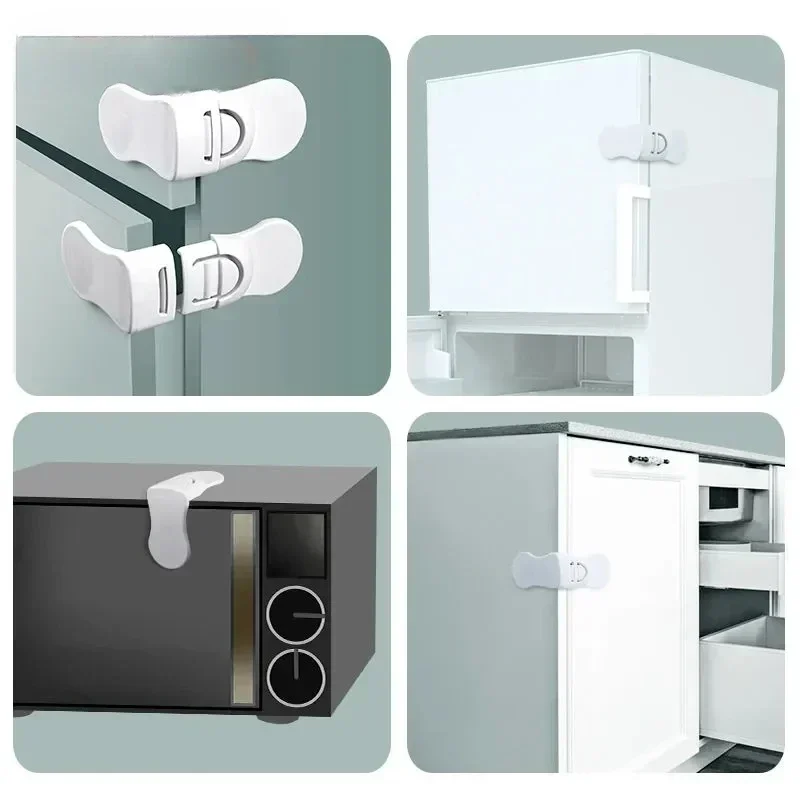 เด็กความปลอดภัยล็อคลิ้นชัก Anti-Pinching มือตู้ลิ้นชักล็อคพลาสติกสีขาวความปลอดภัยสําหรับเด็กความปลอดภัยป้องกัน