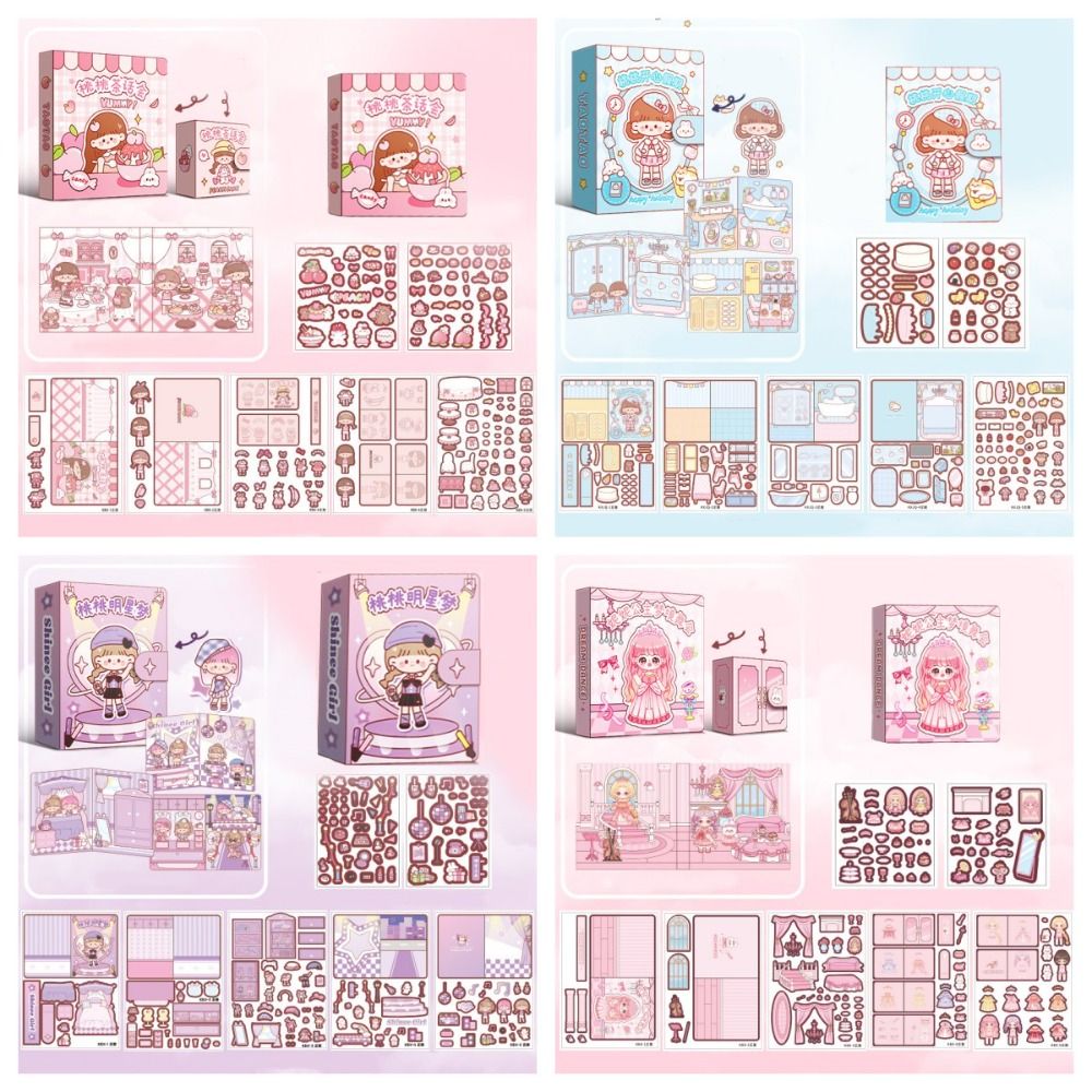 女の子のための静かな本、DIYおもちゃ、忙しい本、材料パッケージ、ステッカーの本、手作り、王女の活動の本、漫画