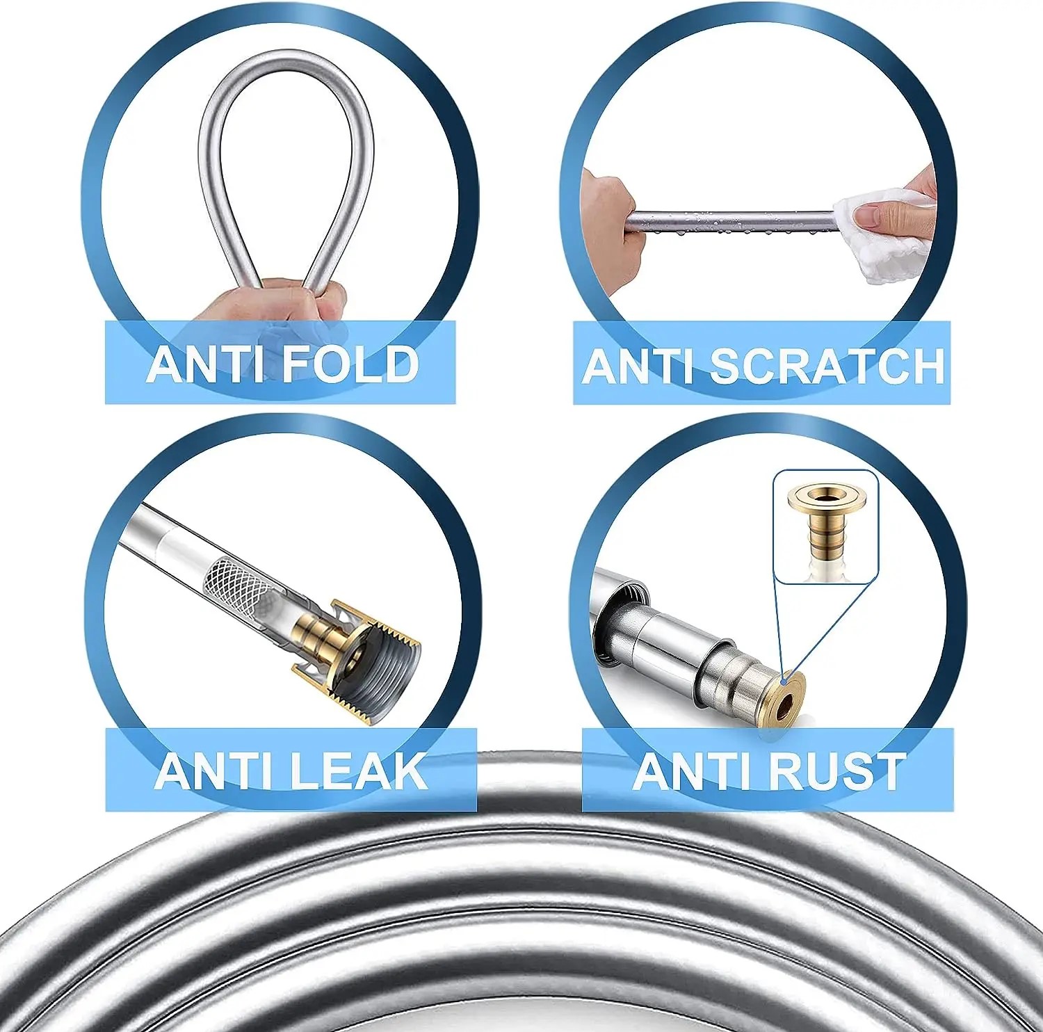 1.5/2/3m pvc silicone cabeça de chuveiro mangueira tubo flexível alta pressão água poderosa multicamadas encanamento acessórios do banheiro