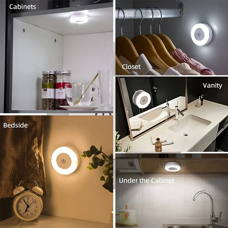 Min ประหยัดพลังงาน Led Touch Sensor ไฟกลางคืน USB ชาร์จแม่เหล็กโคมไฟติดผนังห้องทางเดินห้องนอนโคมไฟกลางคืนแบบพกพา