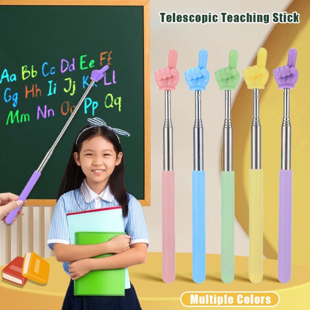 Retractable Teacher Pointer Finger Design StainlessSteel Telescopic School Teaching Pointer Stick Teacher Supplies for Classroom
