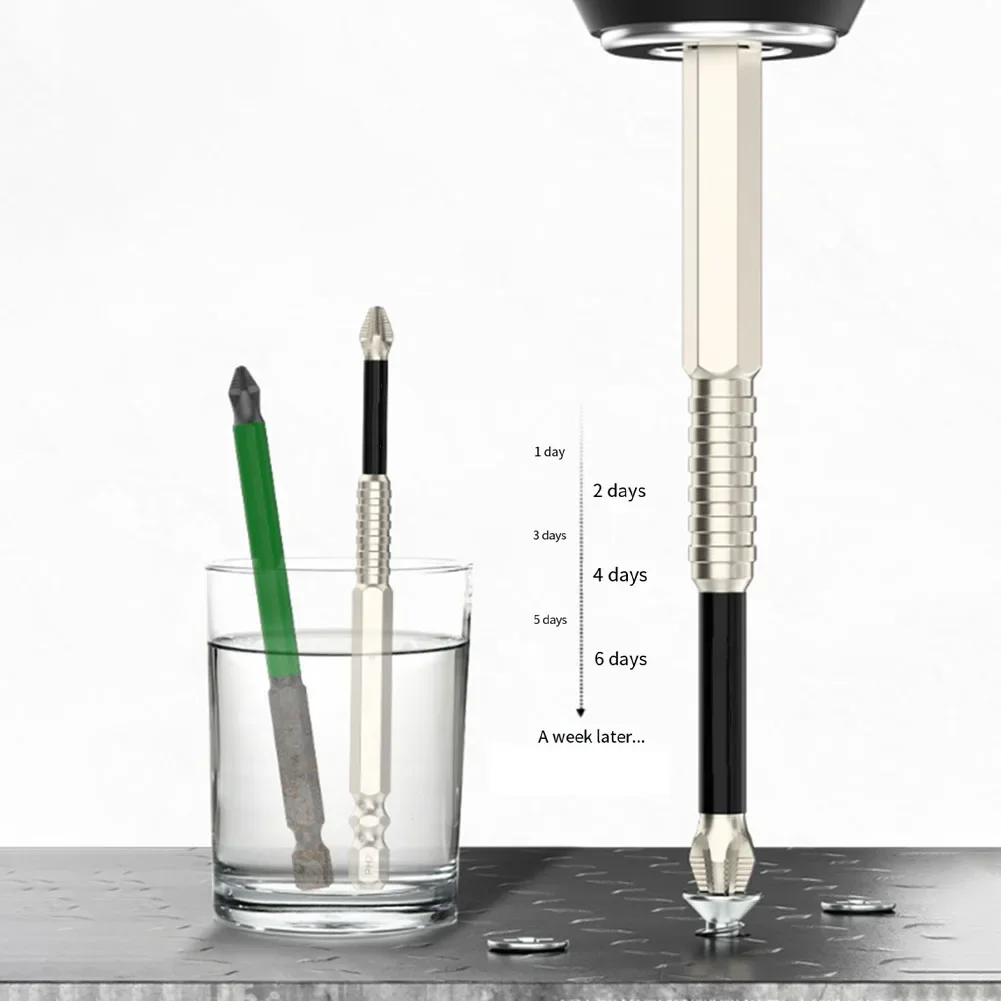 1pc chave de fenda magnética liga de aço antiderrapante longo brocas 1/4 hex shank ph2 cabeça chave de fenda ferramentas manuais 25-150mm