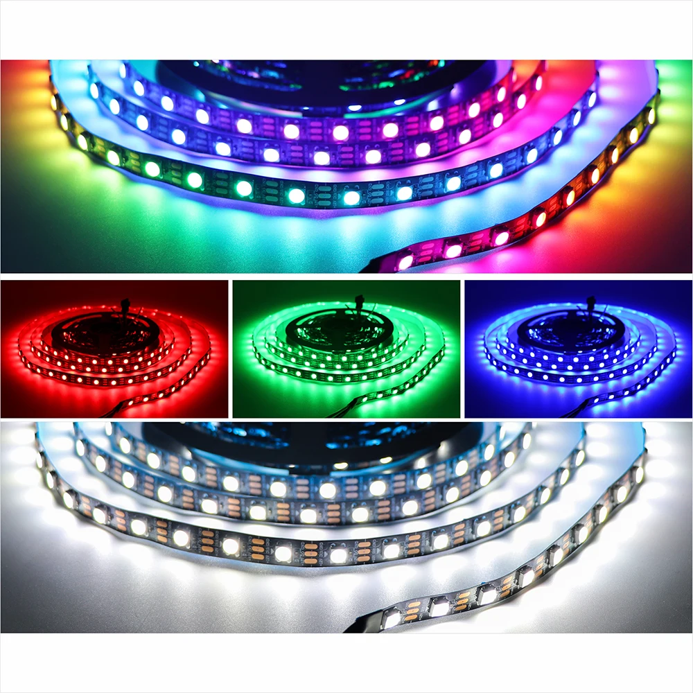 Sk6812 DC 12V RGBW RGBWW 5050SMD indirizzabile in modo indipendente 30/60/144 LED/m IP30/65/67 cavo PCB nero/bianco 1-5 metri