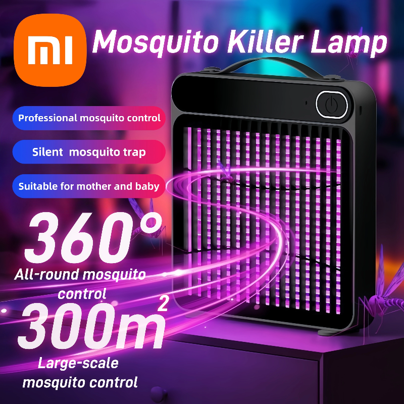 Электрическая лампа Xiaomi от комаров, перезаряжаемая от USB, 365 нм, УФ-свет для использования в помещении и на открытом воздухе, 360° °   Заппер от насекомых для дома, спальни, кемпинга