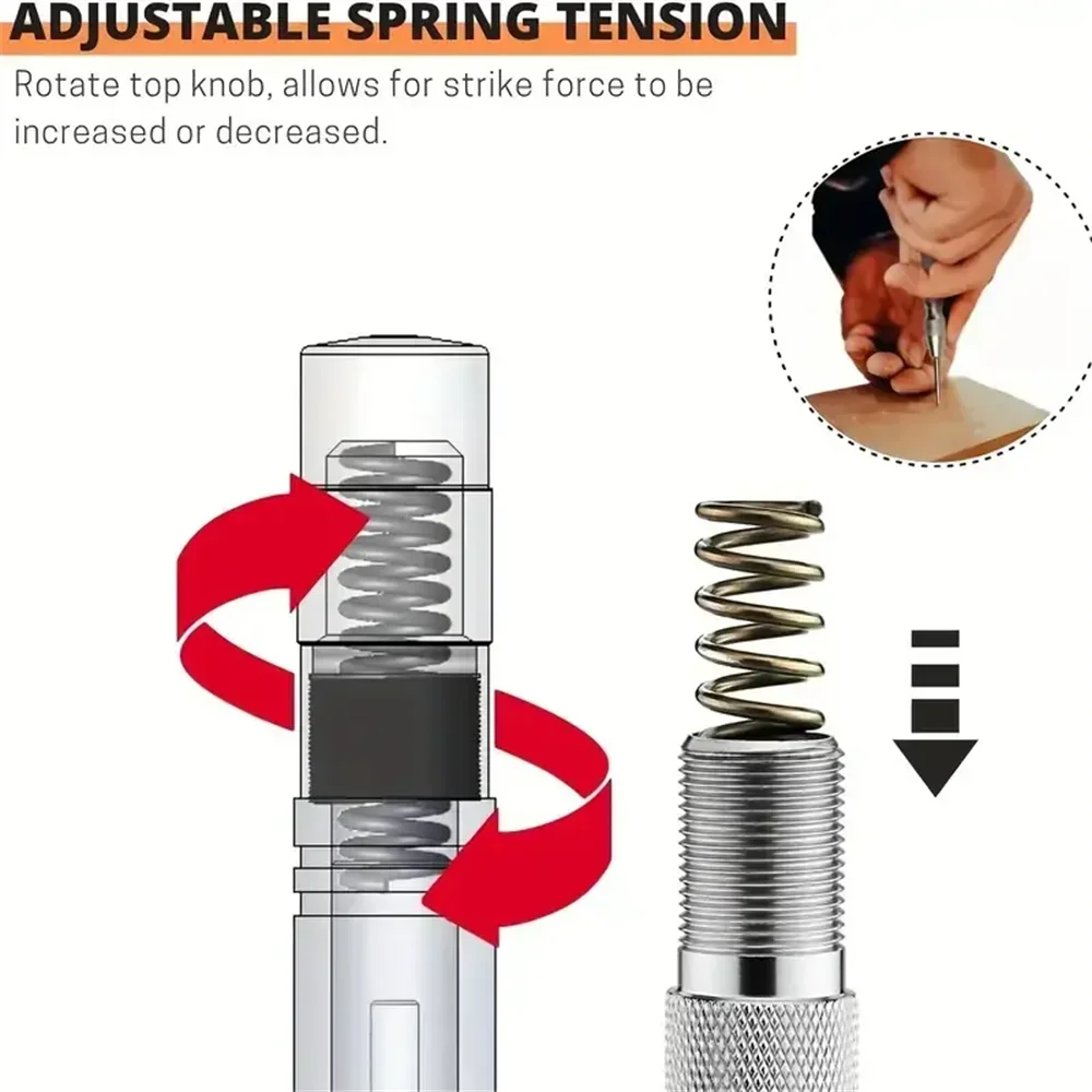 Automatic Center Punch Locator Adjustable Spring Impact Center Marker Scriber Tool For Woodworking Non-slip Punching