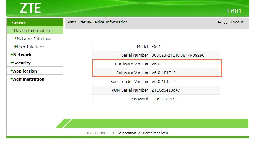 Porta blu o verde Terminale GPON ONT ZXA10 F601 GPON ONU ZXHN F601 con porta 1GE
