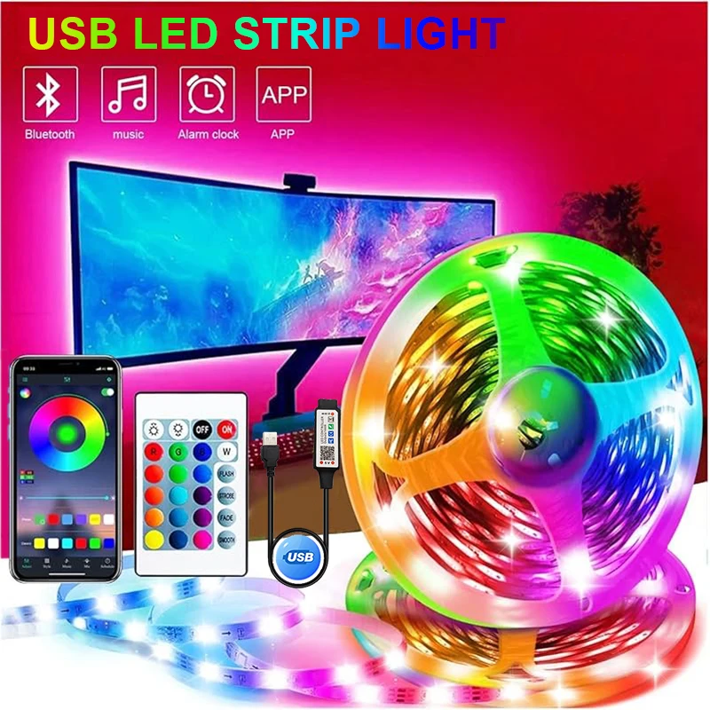 5V USB Led Strip Lights 1m 5m 10m 20m 30m Led Light Flexible Ribbon Luces Led Lamp Tape for Home Room Bedroom Decor TV Backlight