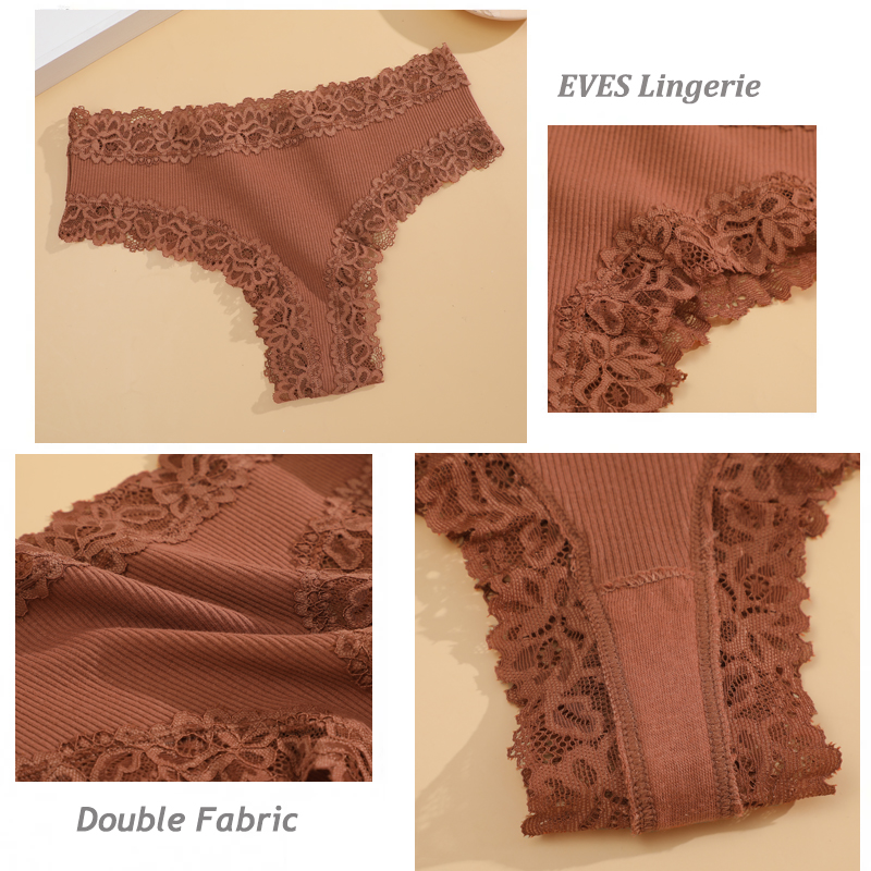 5 pezzi/set mutandine di cotone senza cuciture in pizzo da donna pantaloni brasiliani sexy a costine biancheria intima traspirante per ragazze morbida lingerie taglie forti S-XL