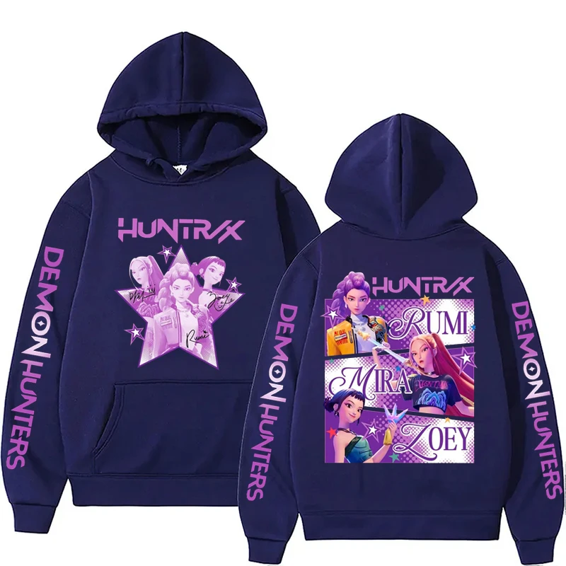 Kpop caçadores de demônios fanmerch mira rumi zoey huntrix moletom com capuz harajuku pulôver tops homem mulher moletom fãs presente