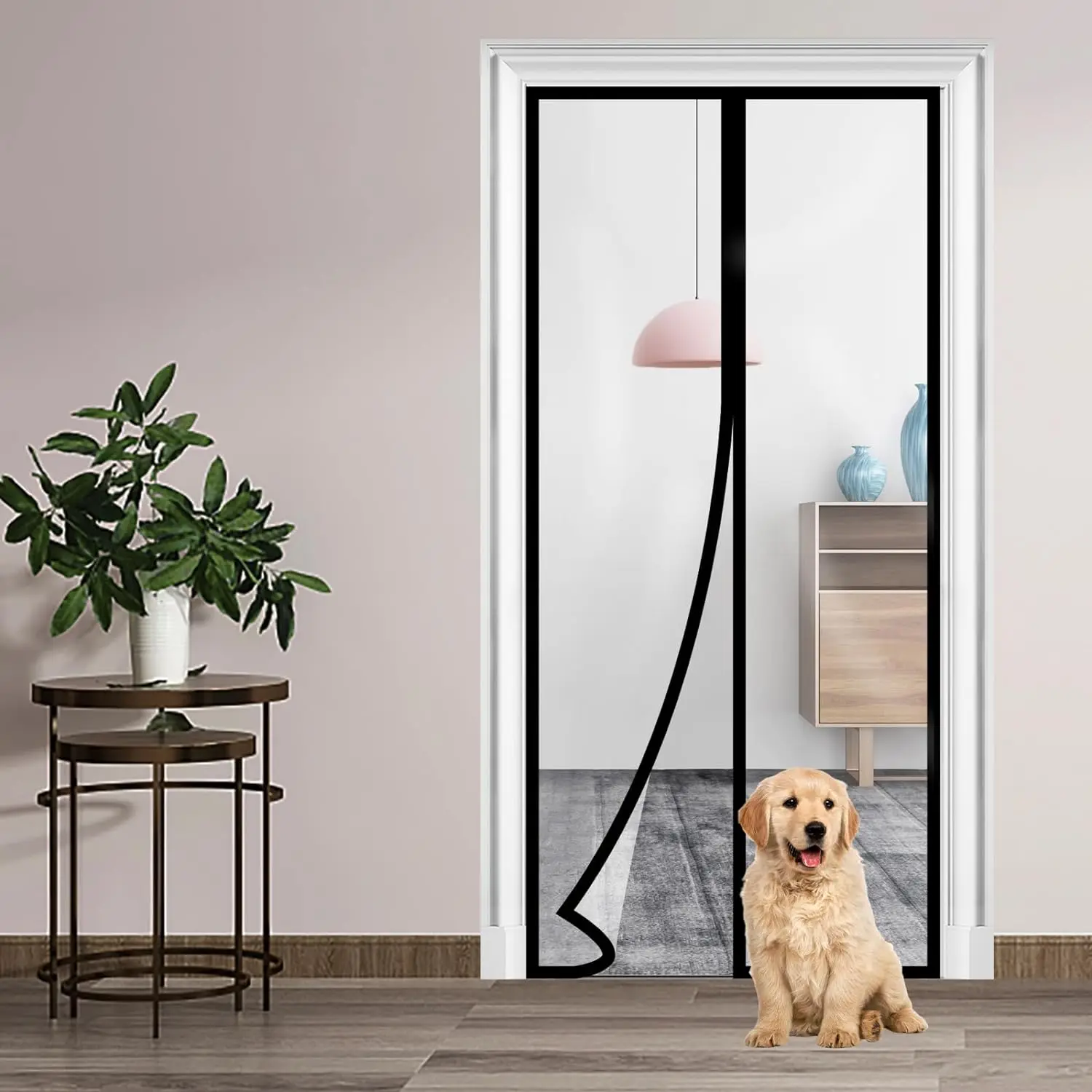 Pantalla de puerta transparente de TPU, cortina cálida a prueba de viento, película de puerta de aire acondicionado no perforada, cierre automático magnético para puerta