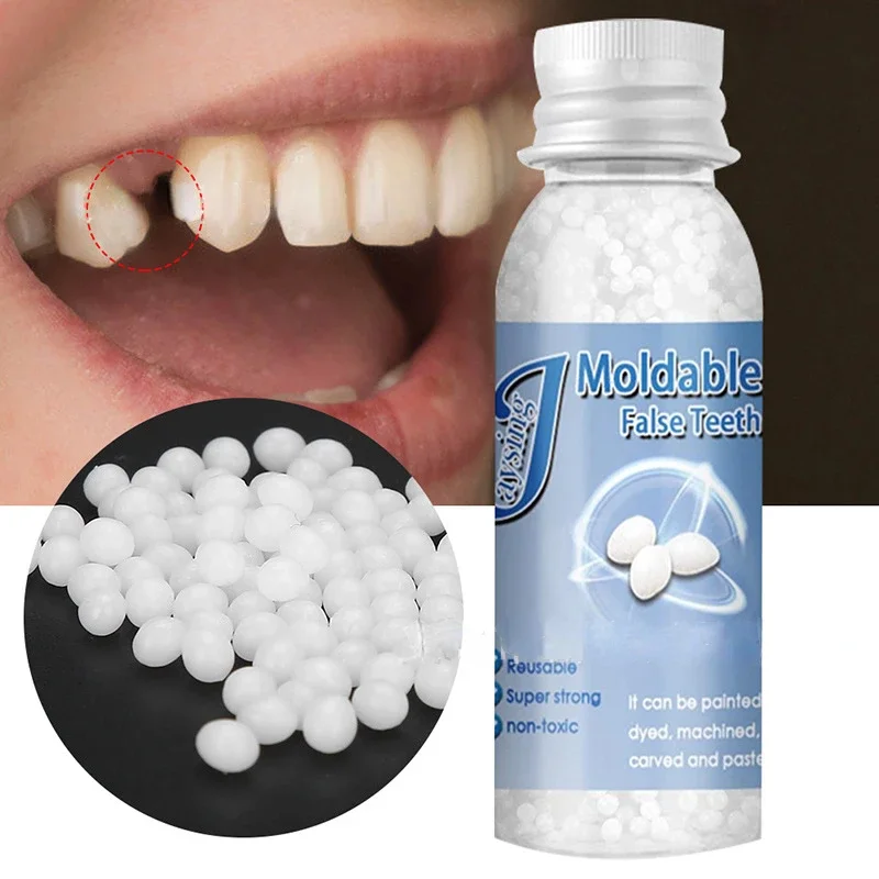 Kit de reparación de dientes moldeables, Kit de reemplazo Dental temporal, cuentas térmicas moldeables para rellenar los dientes faltantes y rotos falsos