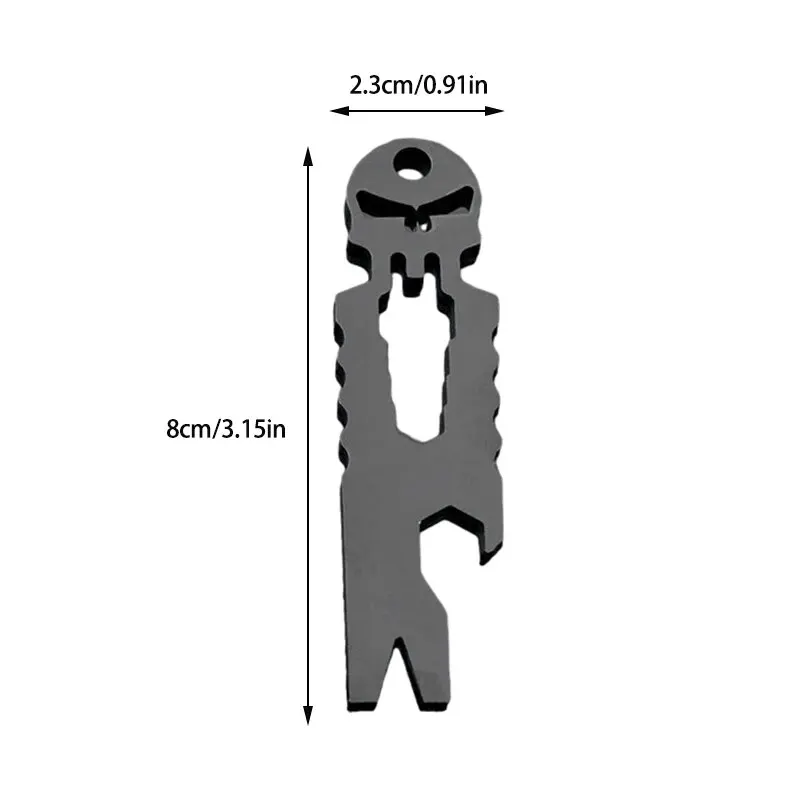Bolsillo de mano táctico EDC de acero inoxidable, herramienta multifunción para exteriores, llavero de calavera, destornillador, palanca