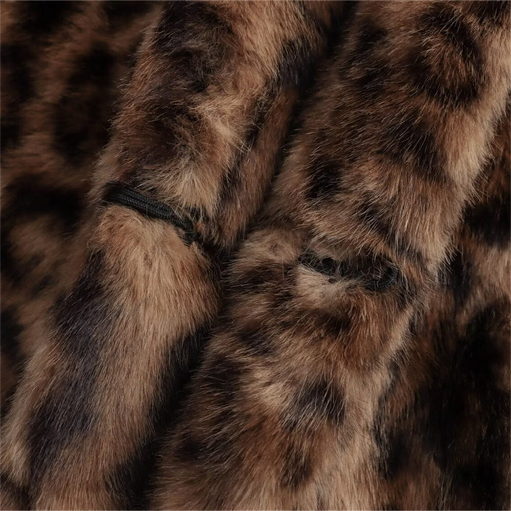 Damenmanteljacke, langärmelig, Revers, Animal-Print, mit Taschen, Herbst, neue Manteljacke