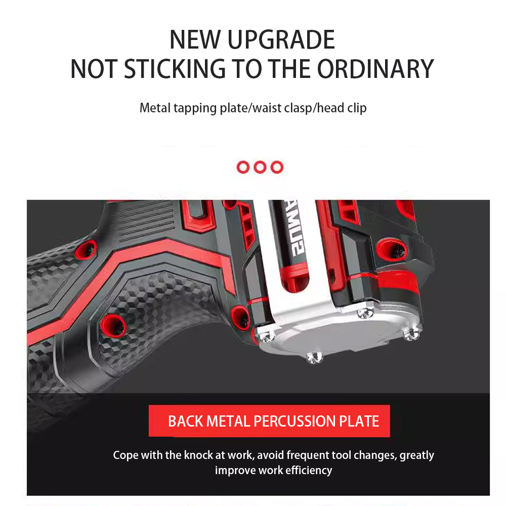 Perceuse électrique sans balais, perceuse à percussion sans fil, mandrin à cliquet en métal, perceuse à main électrique, tournevis électrique domestique
