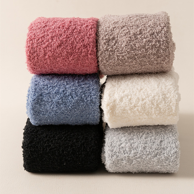 1 par feminino quente de pelúcia coxa meias altas inverno coral velo sobre o joelho meias longas para casa sono ue 35-40 cores sólidas