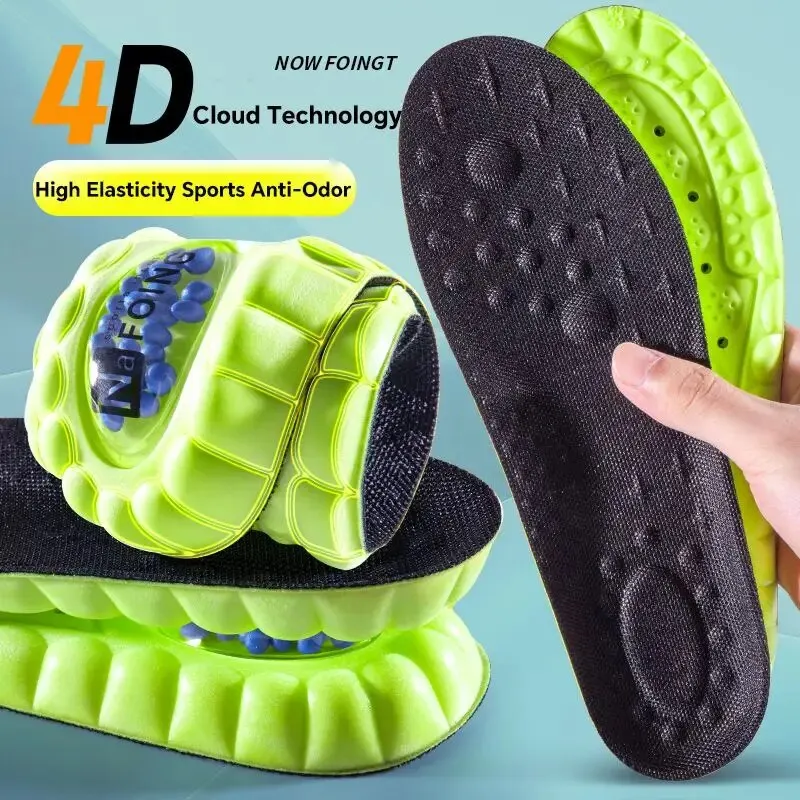Plantillas deportivas 4D Cloud para zapatos, suela de cojín de aire de PU, desodorante suave con absorción de impacto, plantillas ortopédicas transpirables para correr, 1 par