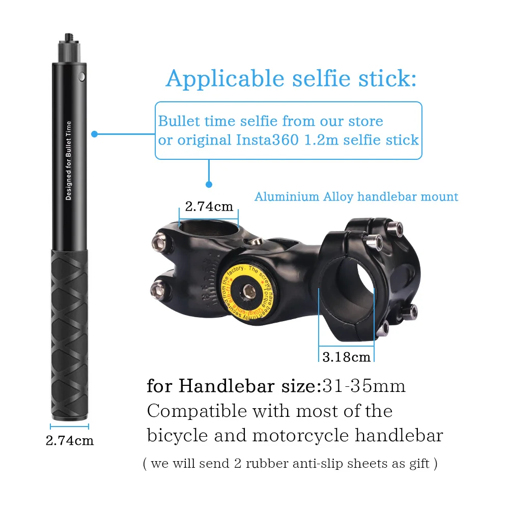 Motorcycle Bicycle Panoramic Monopod Invisible Stand for GoPro Max Her 11 10 9 Insta360 One X2 DJI Moto Action Camera Accessory