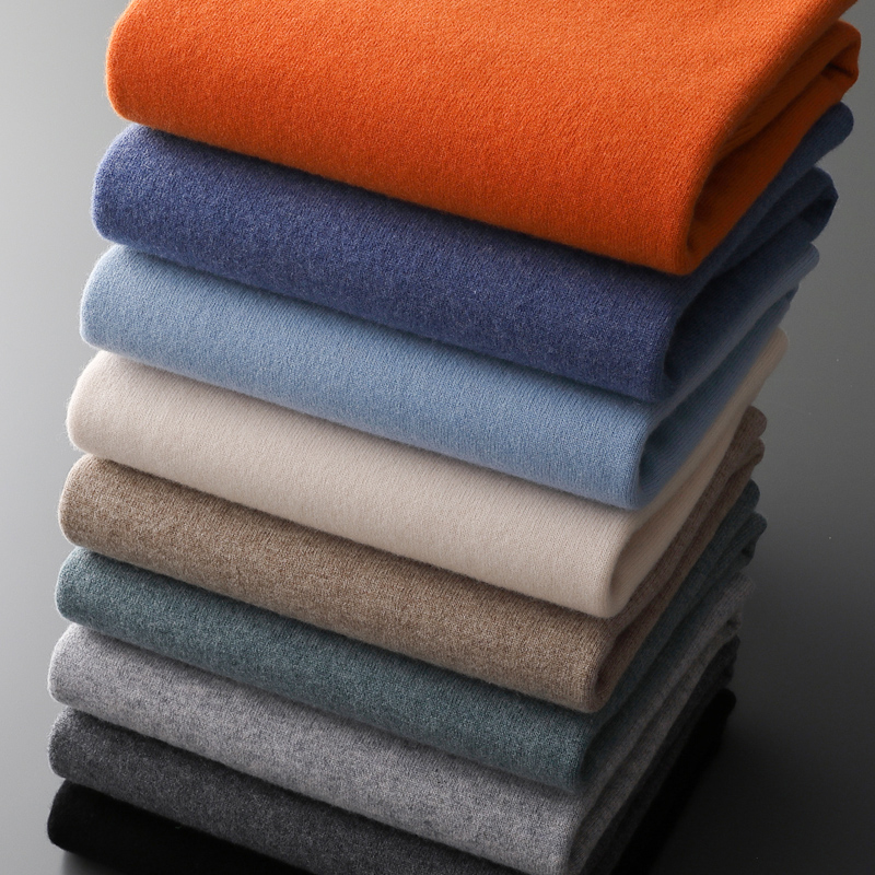 Camisola de caxemira sem costura masculina o-pescoço pulôver outono/inverno casual malha 100% lã pura topos moda uma linha pronto para usar