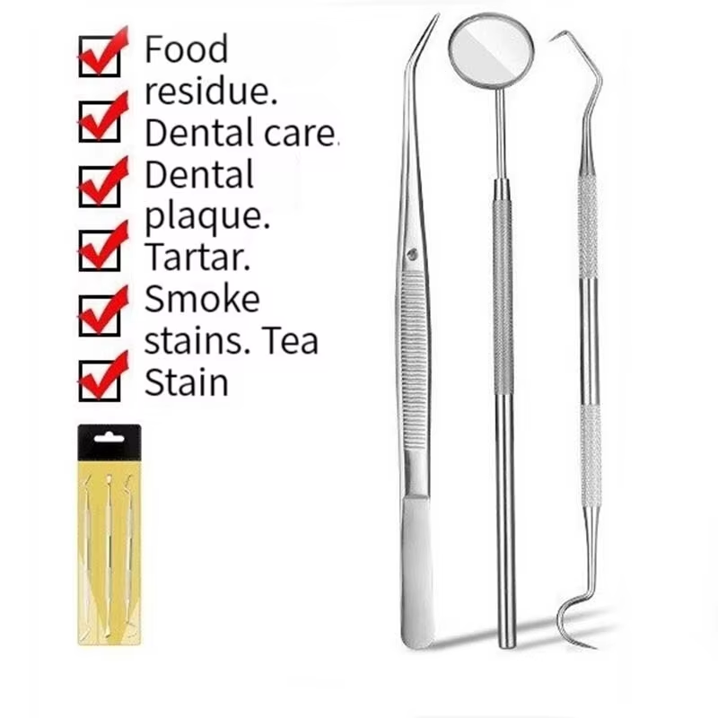 3-teiliges Dental-Pflegeset aus Edelstahl, Rundumreinigung der Zahnstein- und Zahnstein-Aufhellung, muss Artefakt für helle Zähne haben