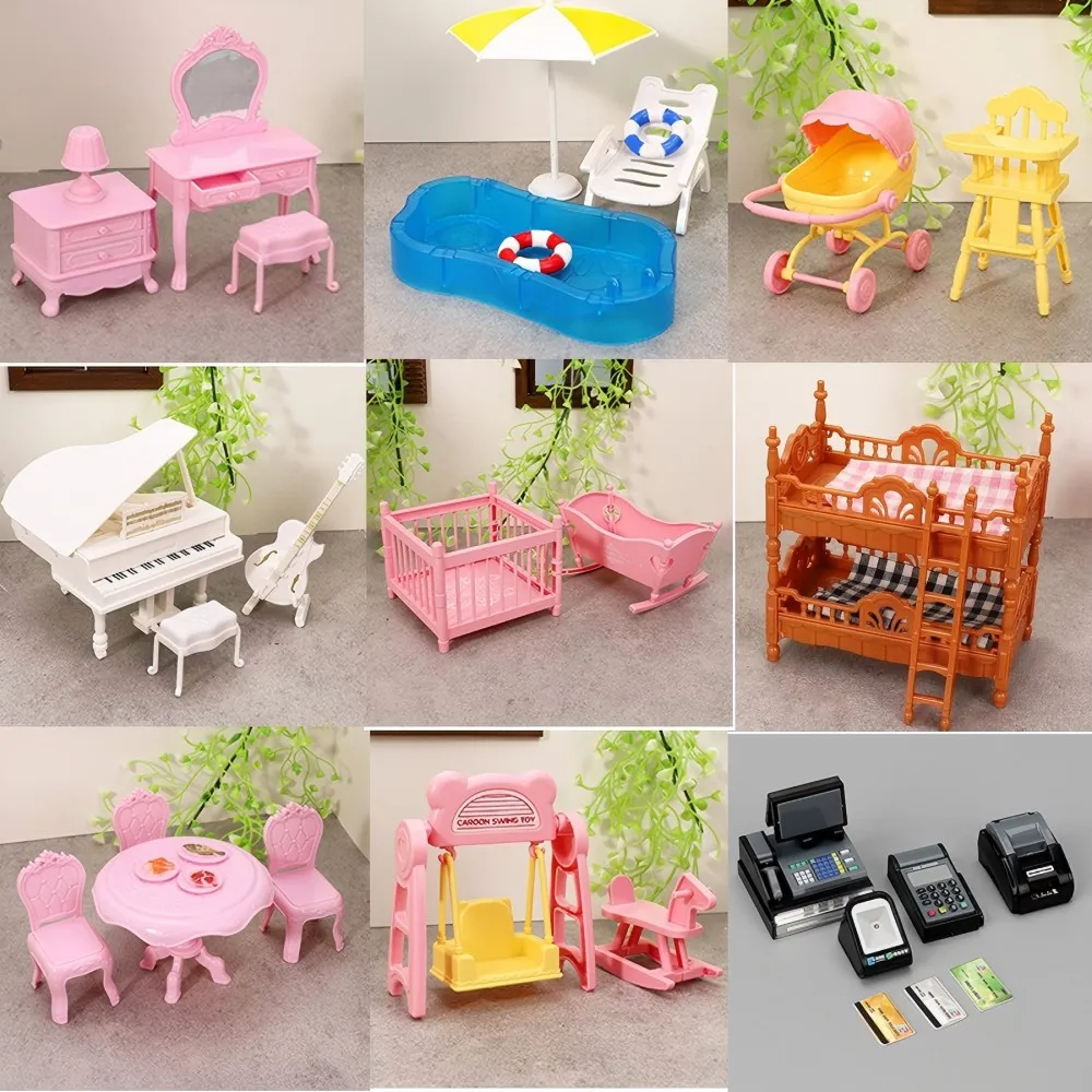 1:12 casa de muñecas en miniatura, cuna, cama envolvente, juego de mesa de Piano, muebles, modelo de cocina, decoración, juguete, accesorios para casa de muñecas