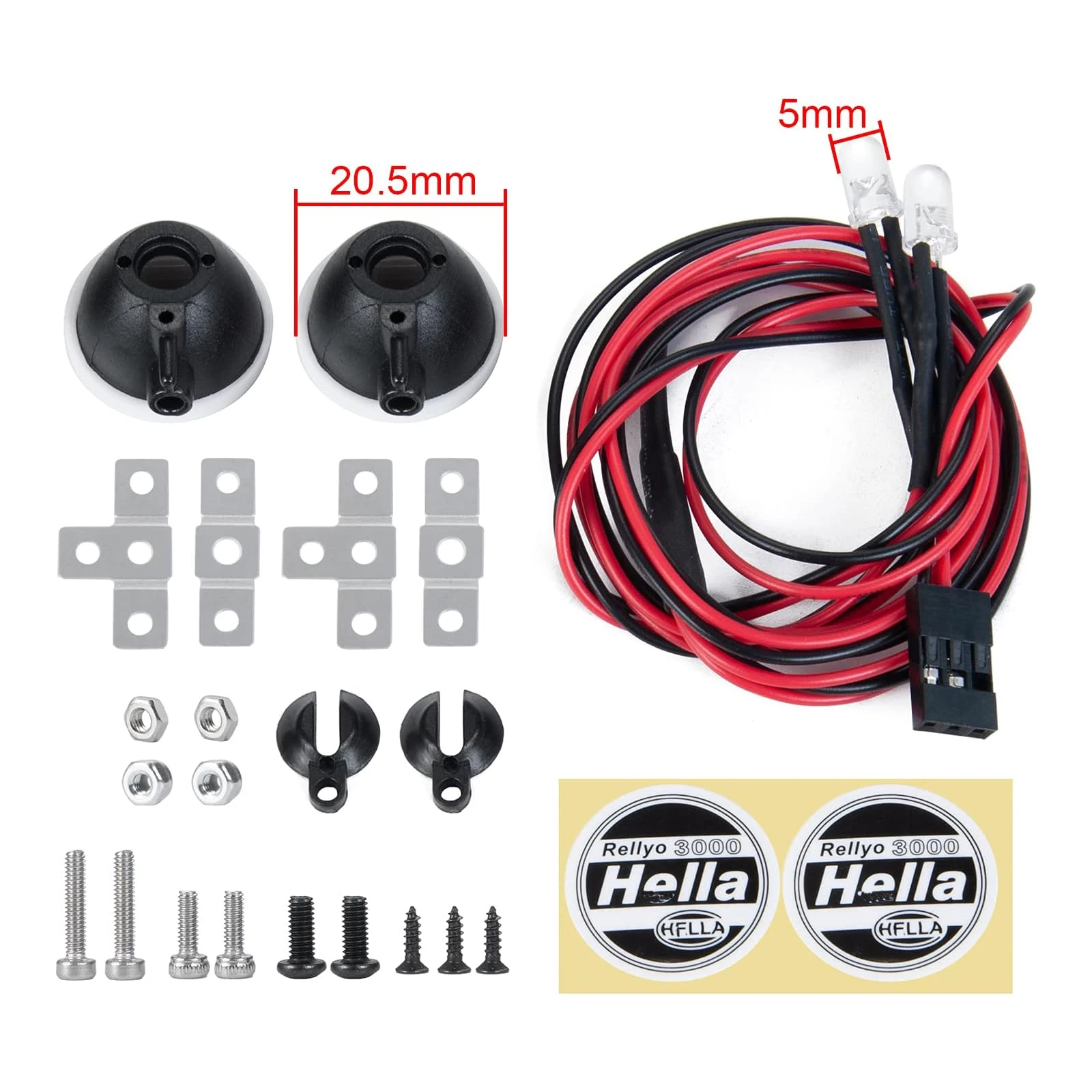 2pcs Round Light Headlight Spotlight for 1: 10 RC Trx4 TRX6 SCX10 90046 RC Car