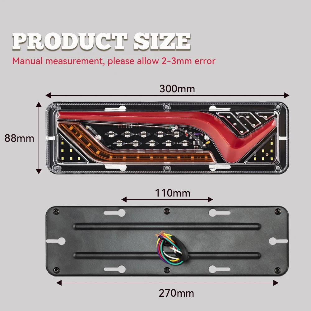 2 PCS 12 V-24 V LED ไฟท้ายรถบรรทุกด้านหลังไฟเลี้ยวเบรคย้อนกลับสัญญาณ Trailer รถบรรทุกรถบัส Camper Carailer หมอกโคมไฟ