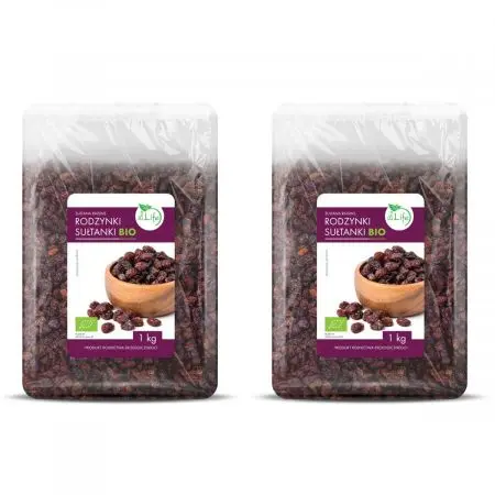 BioLife Rodzynki sułtanki suszone niesiarkowane Zestaw 2 x 1 kg Bio