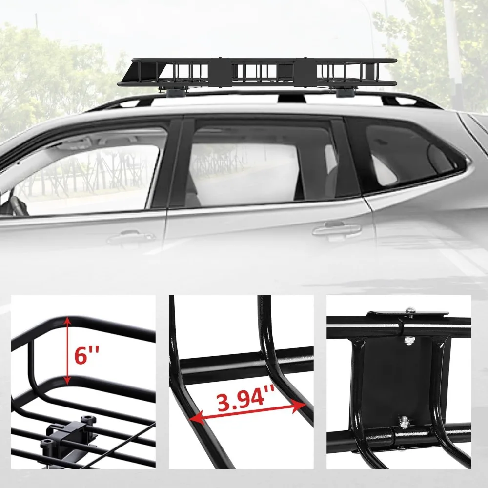 250LB Capacity Heavy Duty 64" x 39" x 6" Roof Rack Cargo Carrier Basket – Includes Cargo Net, for SUV/Truck/Van