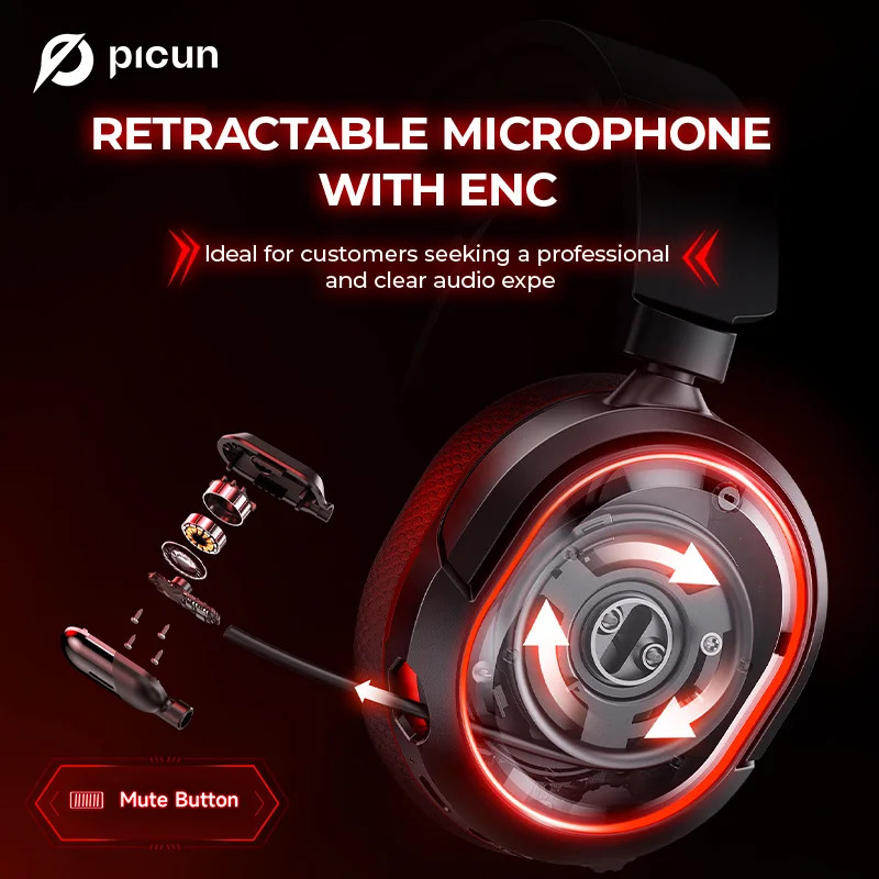 Picun g2 2.4g sem fio gaming headset bluetooth fones de ouvido 5ms baixa latência 7.1 surround enc microfone para pc ps4 ps5 telefone interruptor