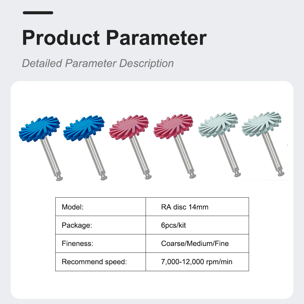 6 Stks/doos Tandrubber Polijstmachine Composiet Hars Polijsten Diamantsysteem Ra Schijf Kit 14Mm Wiel Spiraal Flex Burs Tools