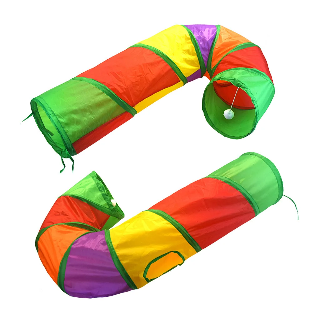 cat play tunnel interactive toy,hide and seek tunnel, portable&collapsible pop up cat tunnel for cats' instinct