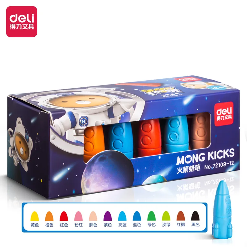 12 Màu Bộ Tàu Không Gian Tên Lửa Hình Không Độc Hại Sáp Crayon Graffiti Bút Trẻ Em Sinh Viên Tranh Nghệ Thuật Vẽ Tiếp Liệu văn Phòng Phẩm