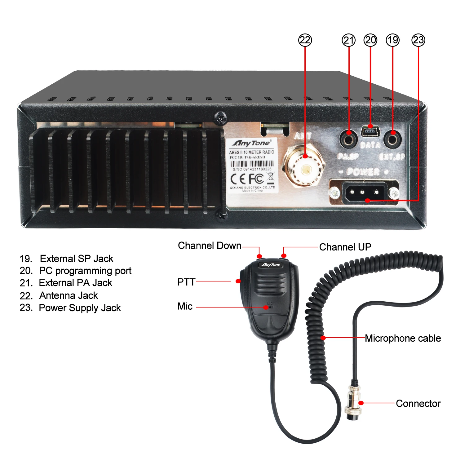เครื่องส่งรับวิทยุ Anytone ARES II AM/FM/SSB 40W VOX10 เมตรวิทยุ